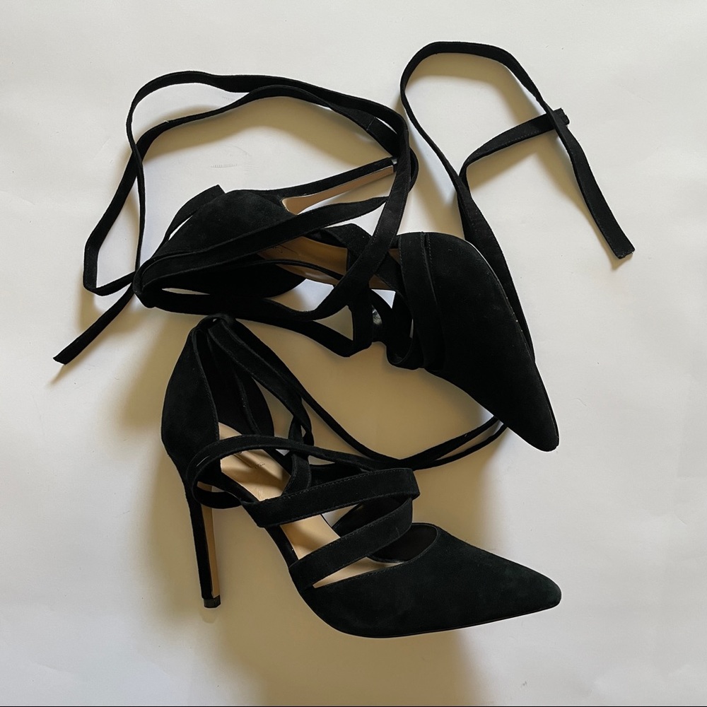 ALDO Unelilian Black Suede Ballet Laces Stilettos